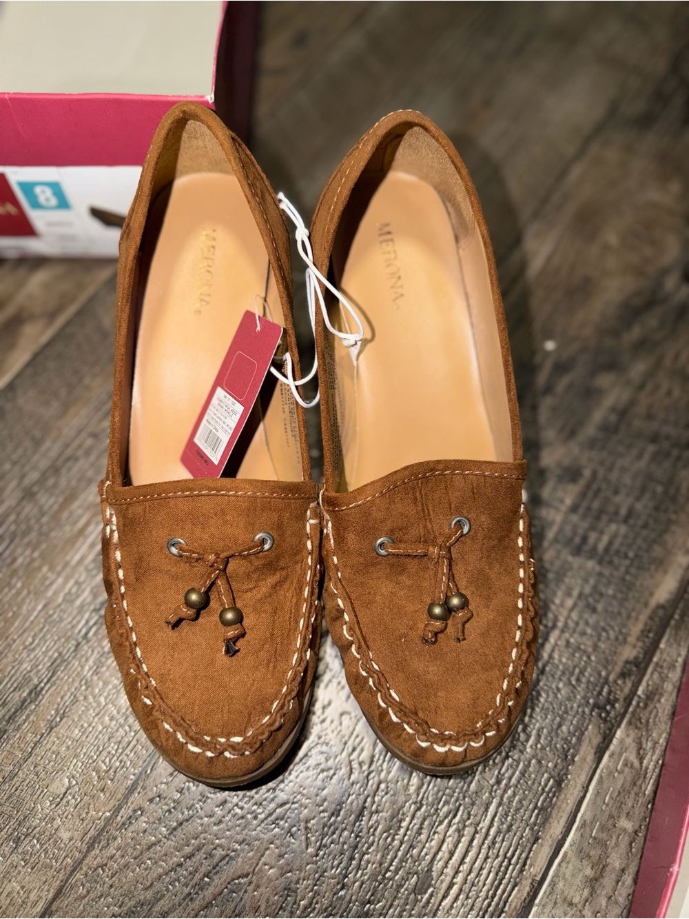Merona Chestnut Brown Suede Moccasin Loafers